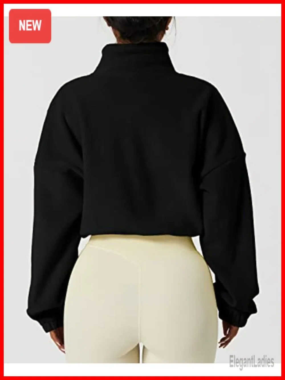 Womens Full Zip Fleece Short Jacket Warm Winter Long Sleeve Stand Collar Sherpa